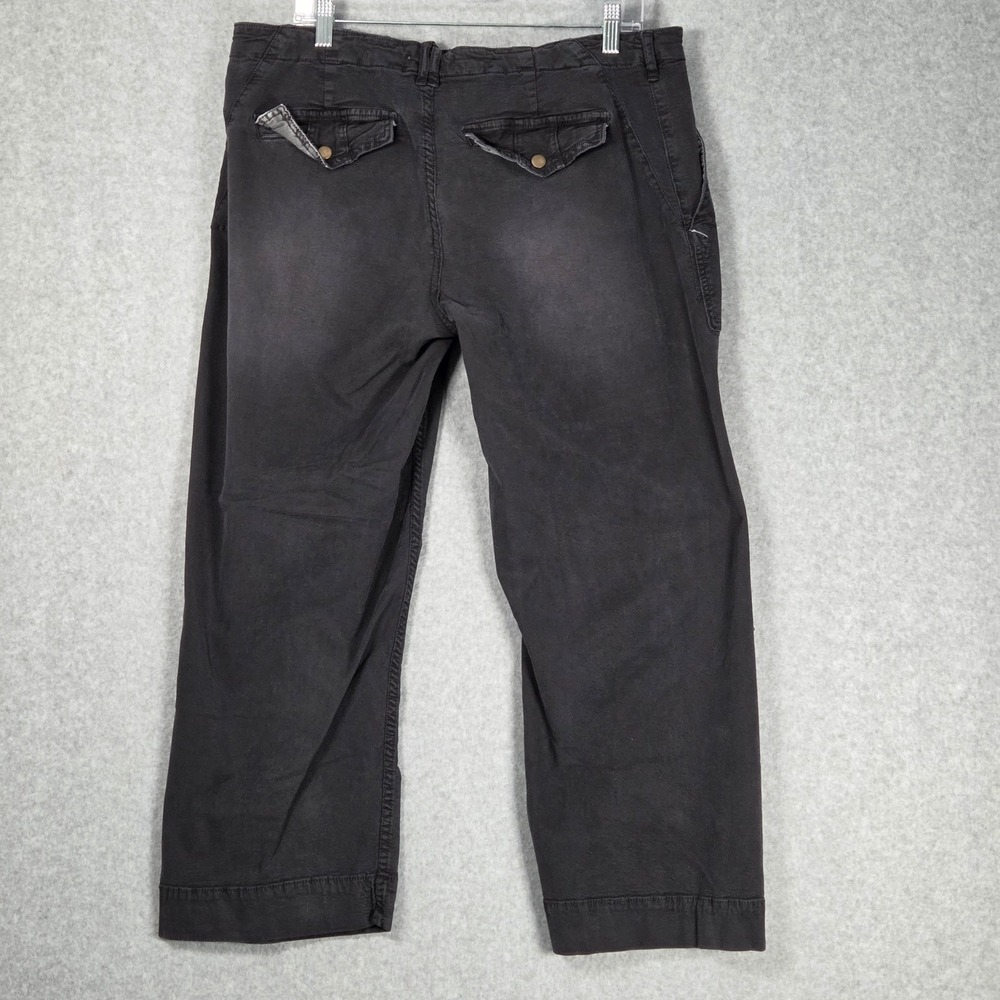 Pilcro Women 32 Cargo Wide Leg Pants Patch Pocket Black Distressed Anthropologie - Picture 2 of 6